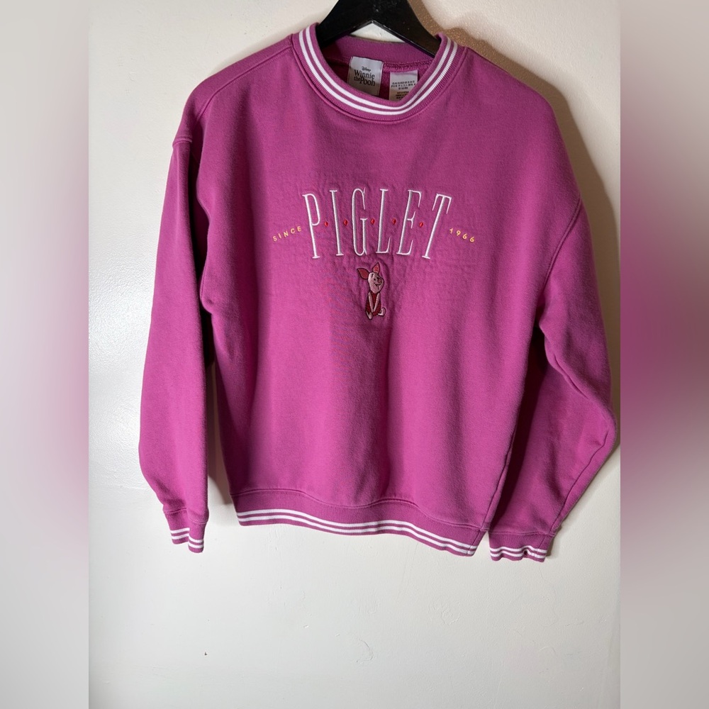 Disney Parks Winnie the Pooh Piglet pink embroidered pullover sweatshirt